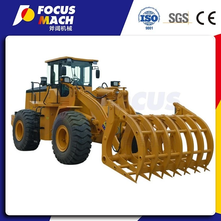 5-ton Wheel Loader With Log Grapple For Wood Handling / Timber Loading high quality